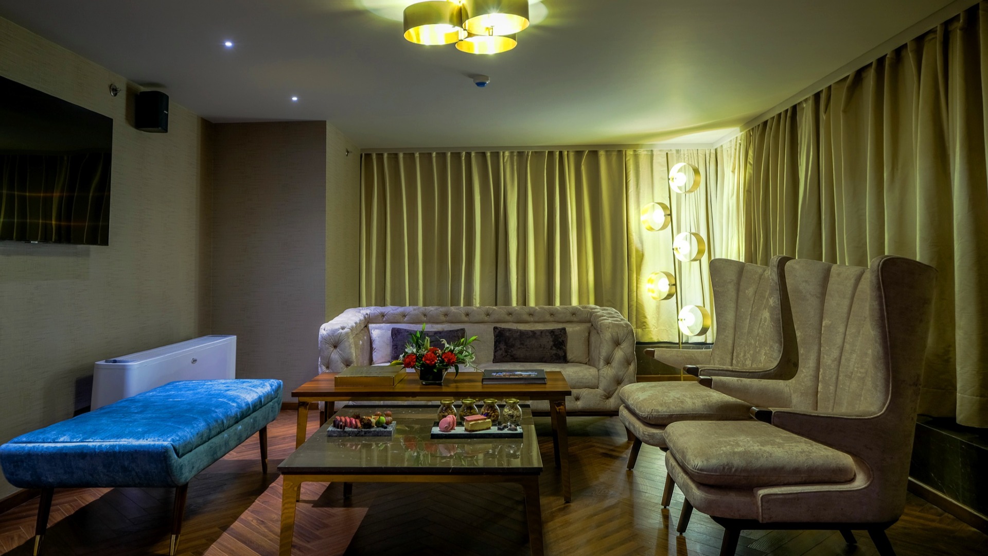 Interior design of Living room lounge area at The Park Hotel Indore