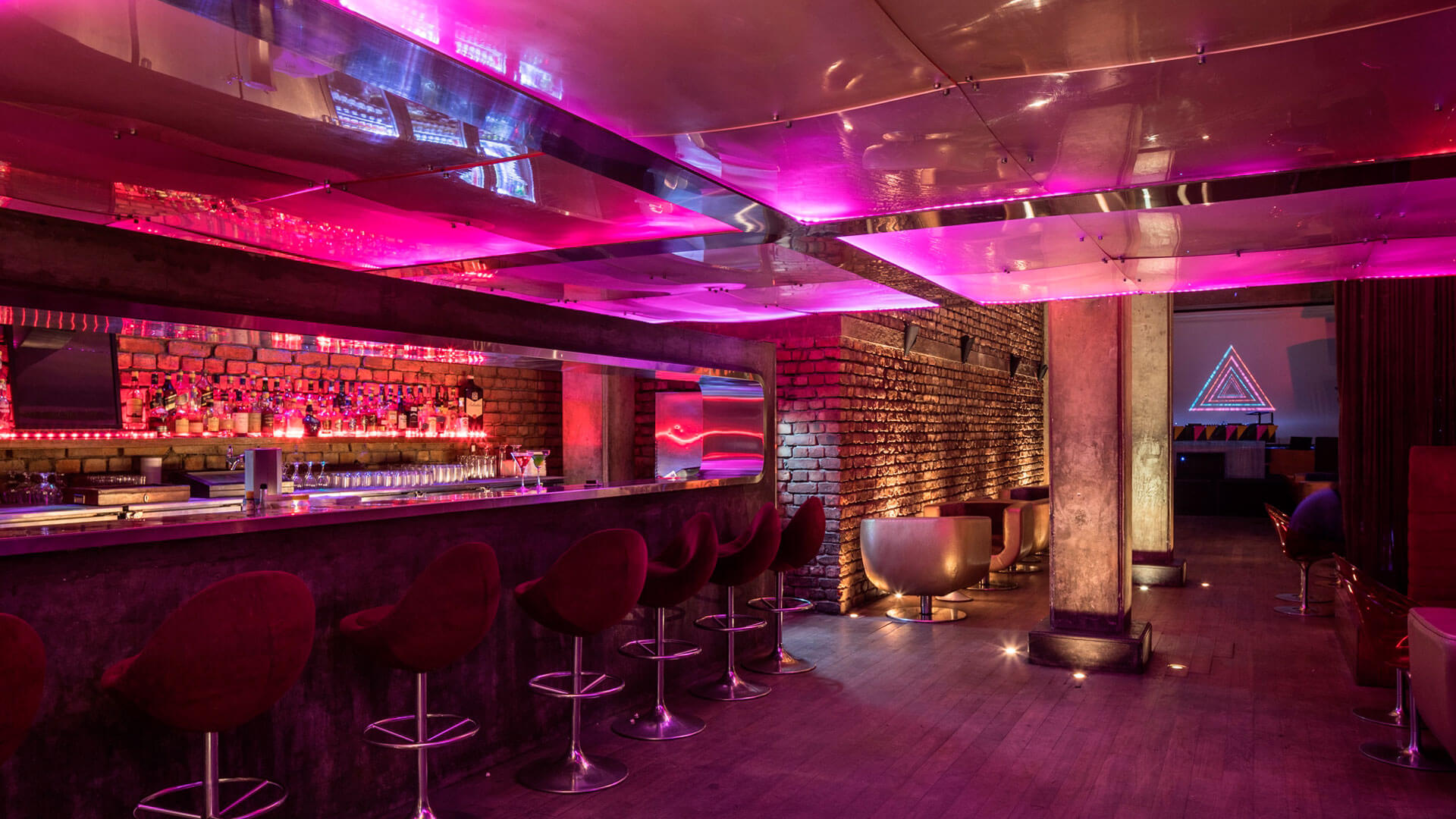 Interior of bar with Dining area at Roxy Restaurant Kolkata