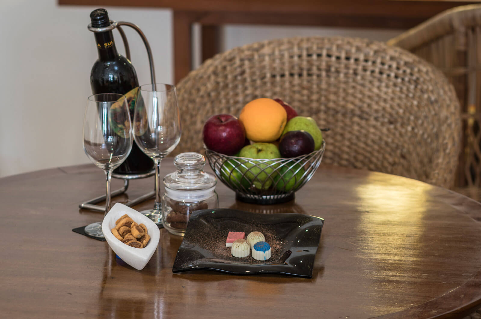 Fruit Platter and Wine Glass at Presidential Suite