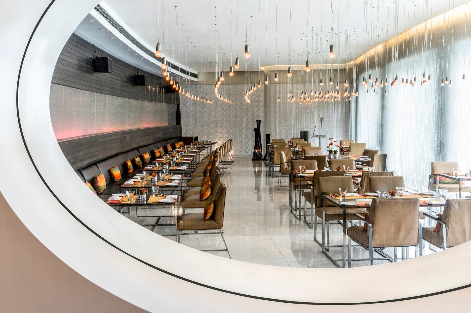 Interior of Luxury Dining at Fire, The Park New Delhi