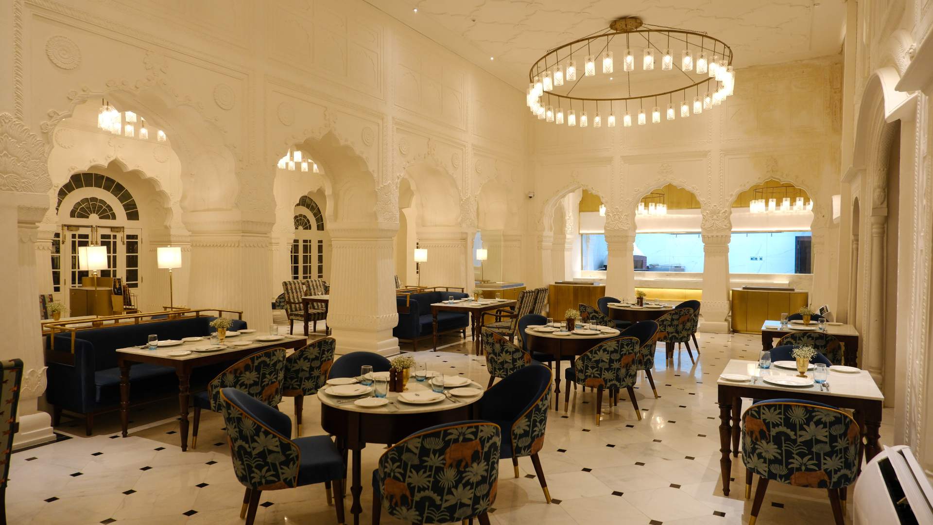 Seating area of the Neel restaurants  at Ran Baas The Palace Hotel