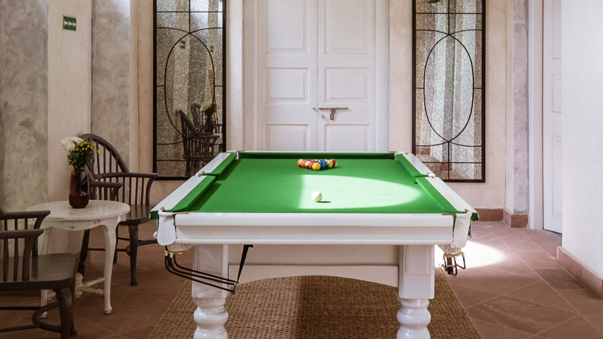 Interior of the antique pool table in The Denmark Club